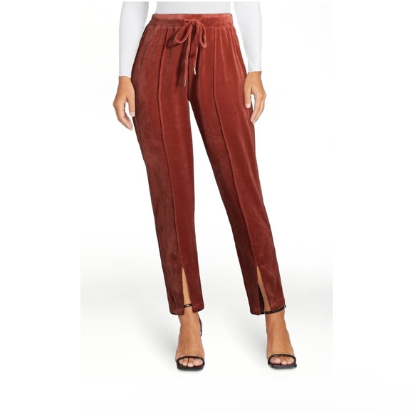 Velour Joggers with Split Front Hem - Picture 1 of 5